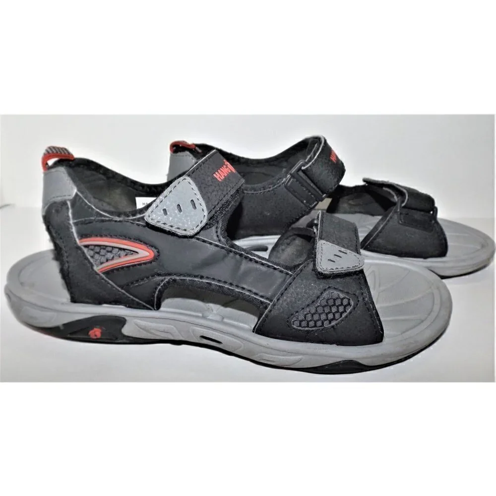 Hang Ten 8 men's black sandals fisherman shoes  hook & loop closure